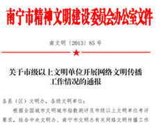 我院网络文明传播工作得到南宁市精神文明建设委员会的肯定