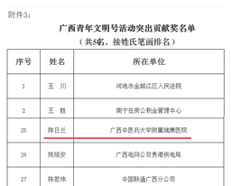 喜讯：陈日兰副书记获得“广西青年文明号活动突出贡献奖”