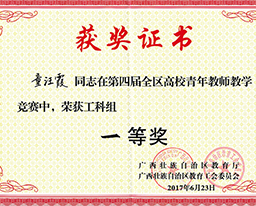 喜报：我院童汪霞老师在第四届全区高校青年教师教学竞赛赛中荣获一等奖