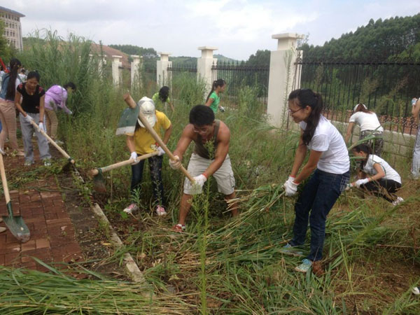 瑞康临床医学院2012级临床班学生积极参与我校仙葫校区“美丽校园”活动