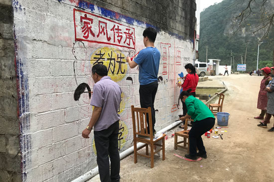 【人民网】笔下绘新篇，旧貌换新颜————广西中医药大学附属瑞康医院驻村第一书记李金荣组织新盏村村民共绘美丽乡村