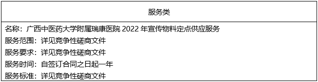 广西国力招标有限公司关于广西中医药大学附属瑞康医院2022年度宣传物料定点供应商采购（GXGL2022S-C198-Z）的成交结果公告