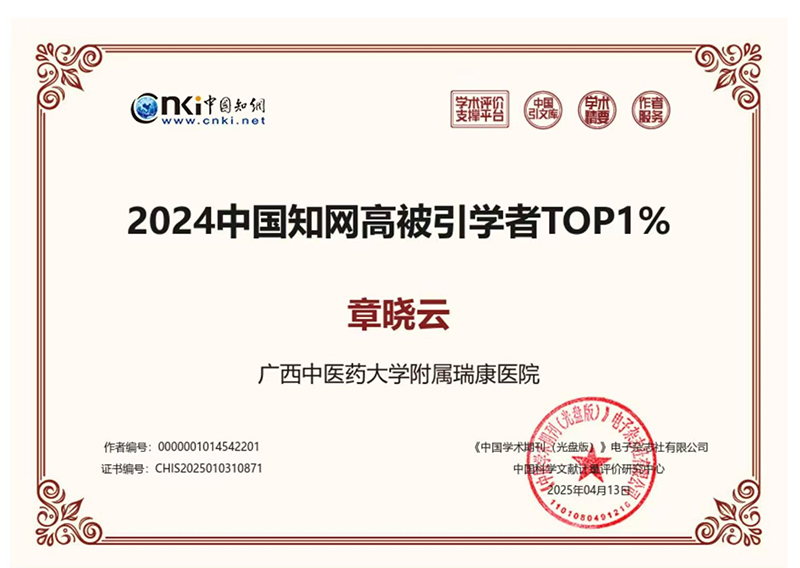 我院多名专家荣登“2024中国知网高被引学者”榜单